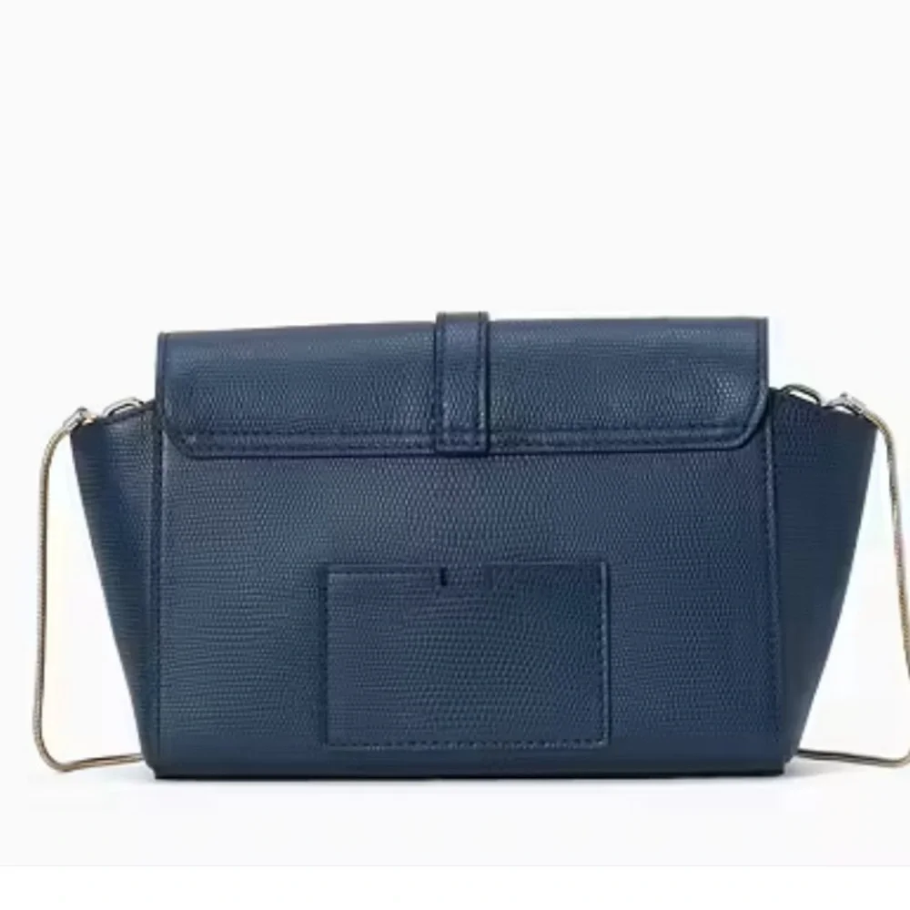 Kate Spade Riverside Emmie Petrol Blue Lizard Crossbody Bag | Silver Chain